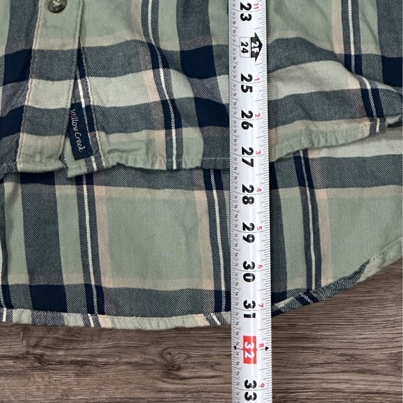 Magellan Outdoors Shirt Womens XL Navy Aqua Plaid Boyfriend Fit Willow‎ Creek - Picture 3 of 16